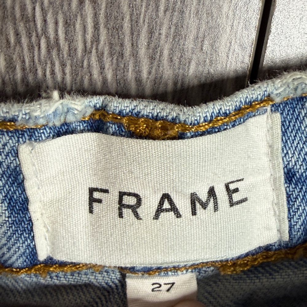 Frame Denim Le Jane Ankle Light Blue Jeans with Distressed Details Women's 27 - Picture 4 of 9